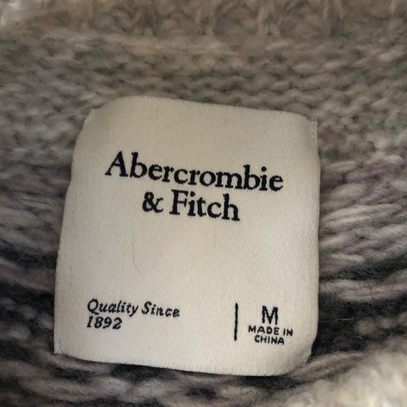 Abercrombie & Fitch Fair Isle Turtleneck Sweater in Grey Size M - Picture 6 of 10